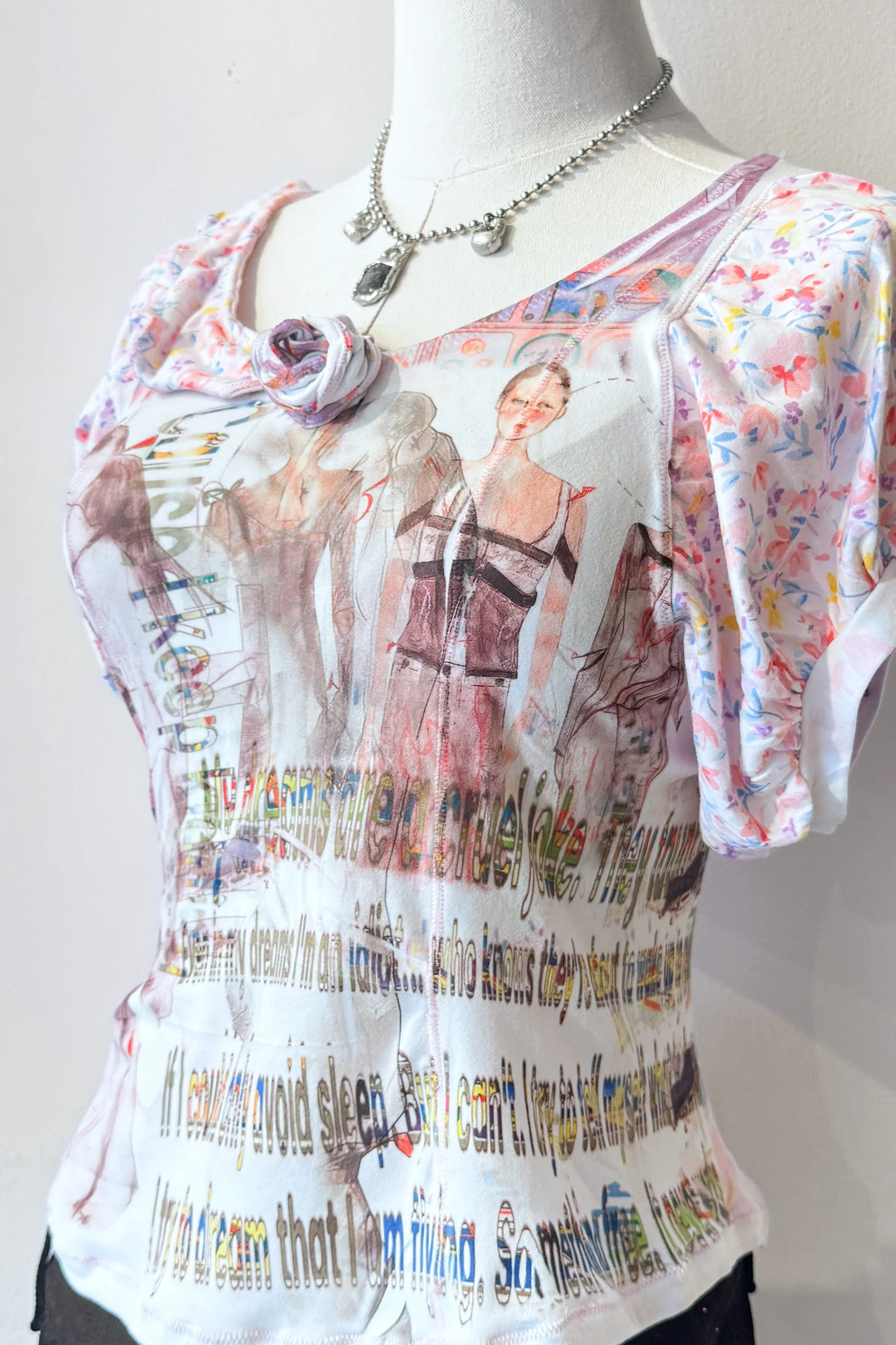 Gathered Puff Sleeve Shirt w/Rose - Image 7