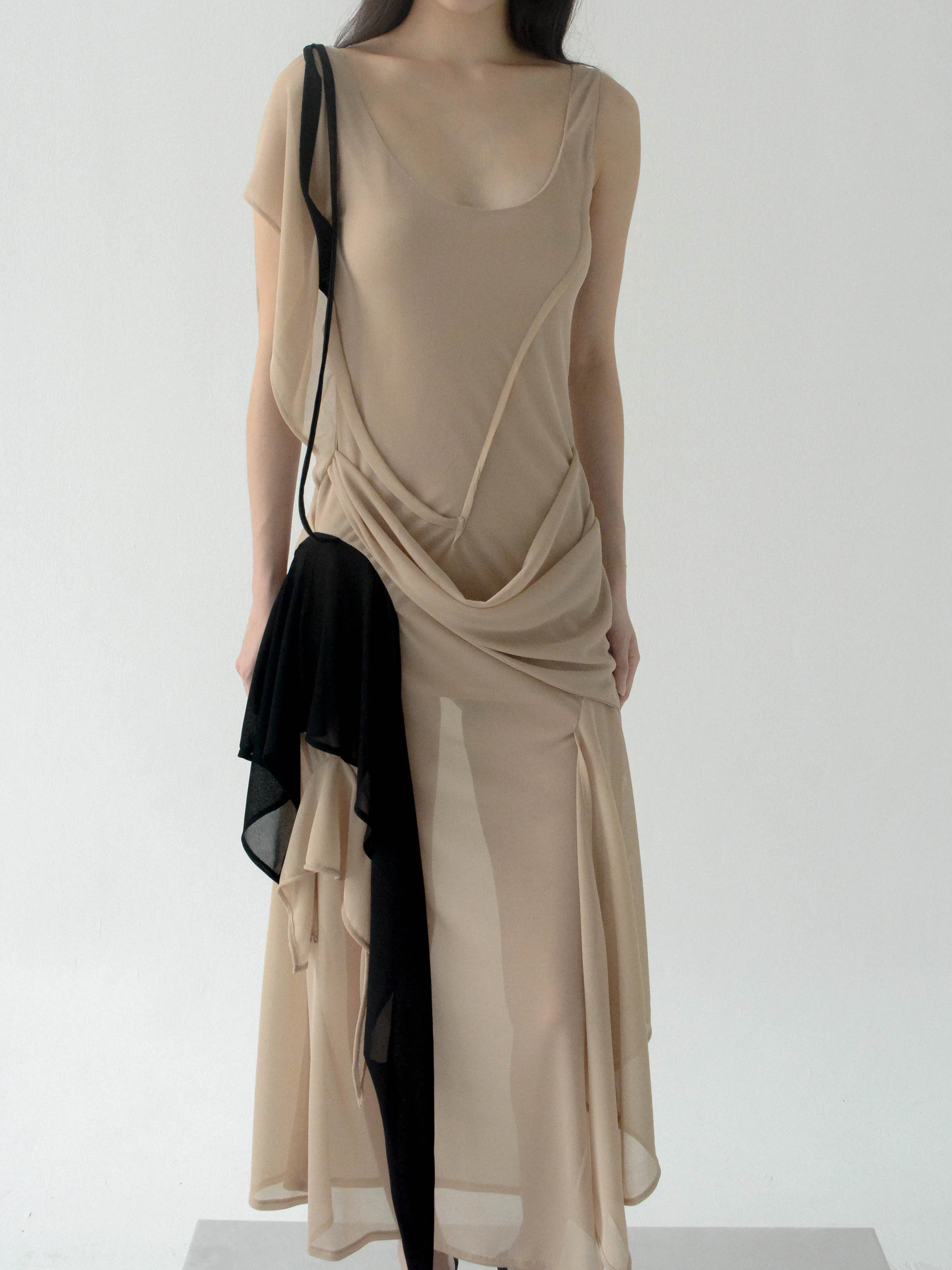 Antro Mesh Dress (Beige) - Image 3