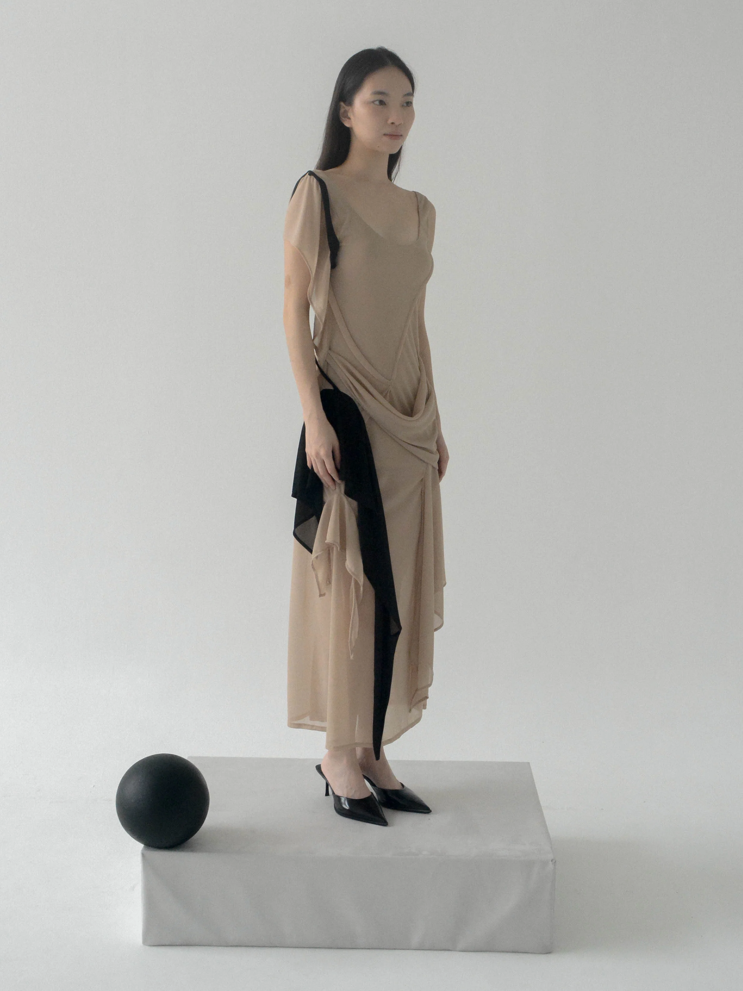 Antro Mesh Dress (Beige) - Image 4