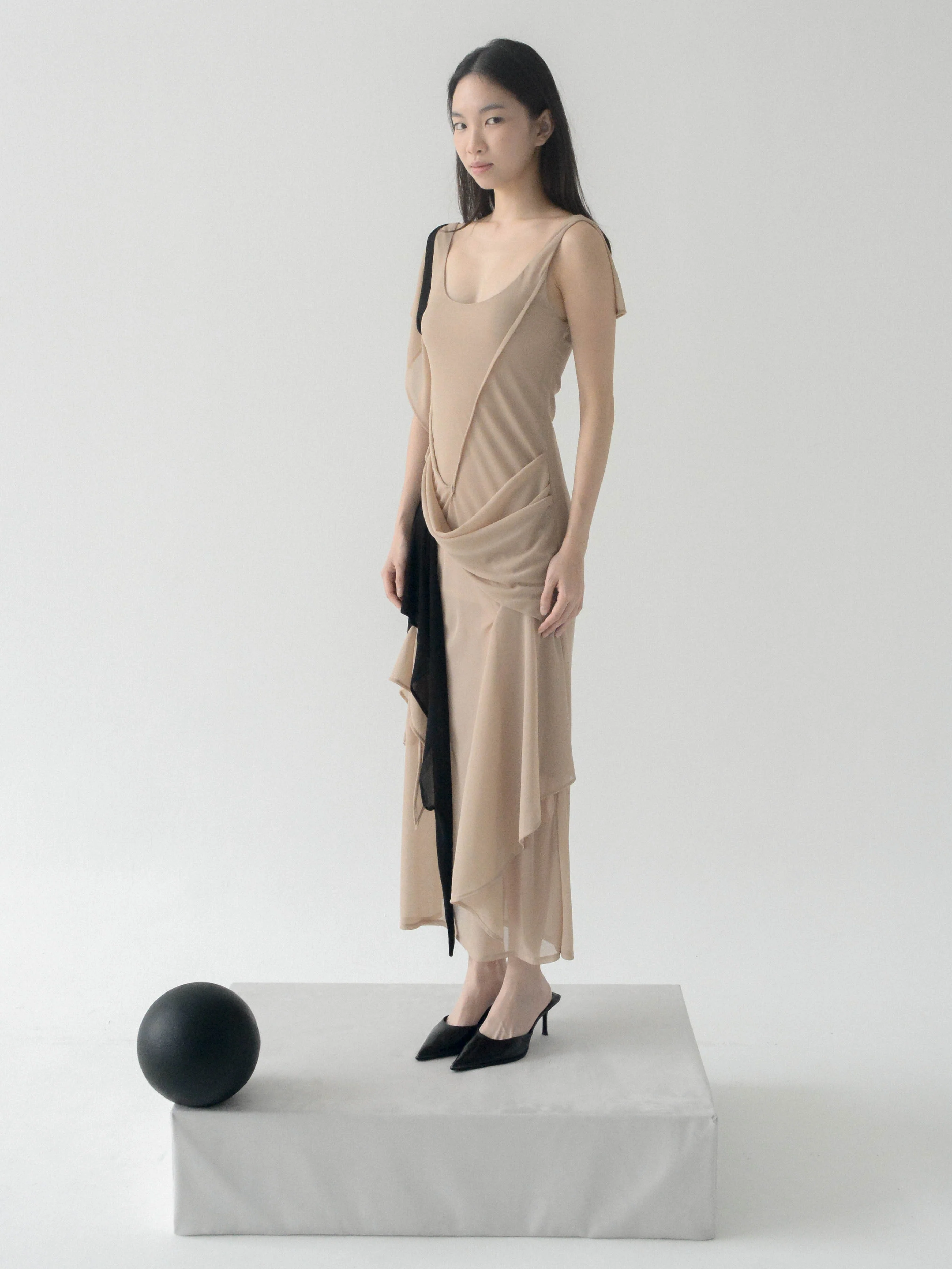 Antro Mesh Dress (Beige) - Image 5