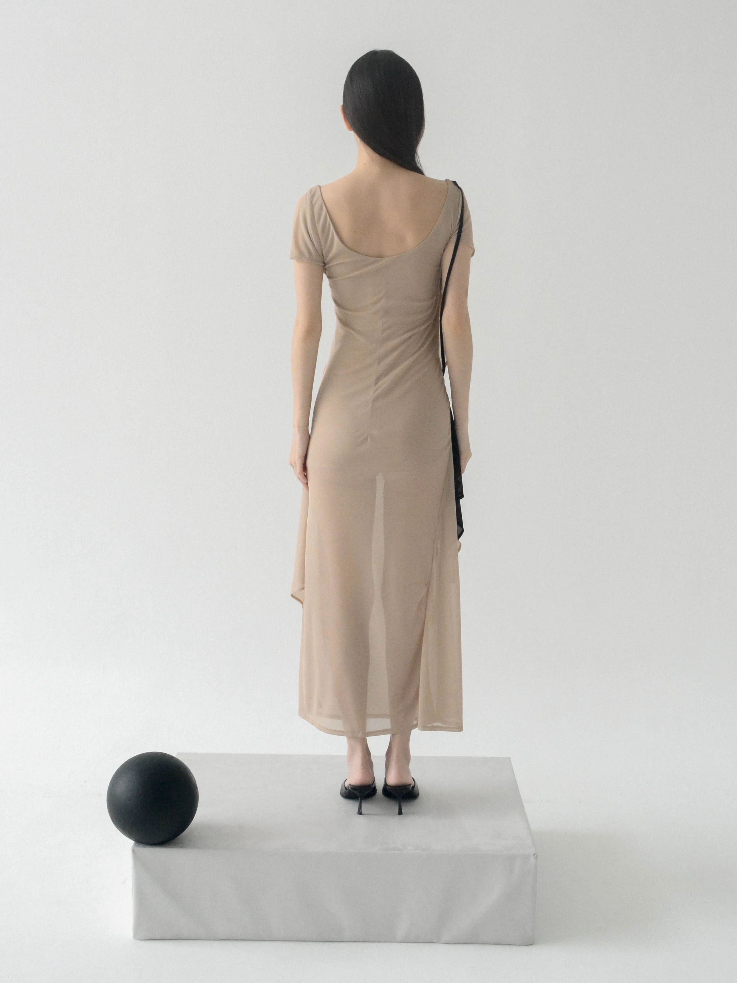 Antro Mesh Dress (Beige) - Image 6