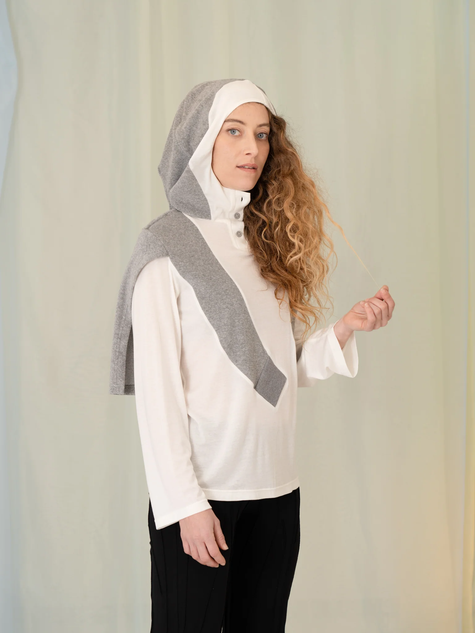 Sweater On Shoulder Shirt - Image 4