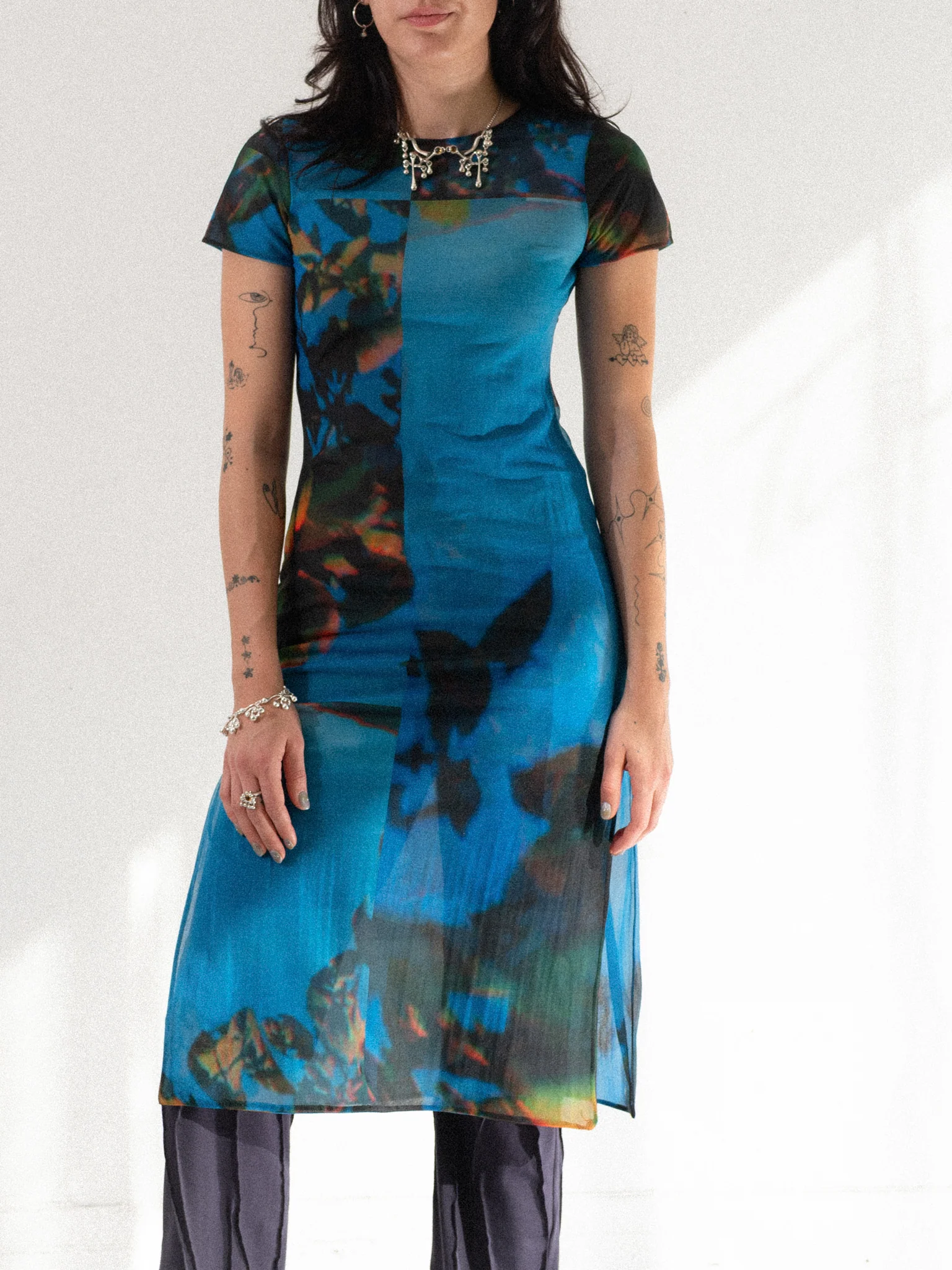 Apple Tree Mesh Midi Dress - Image 3