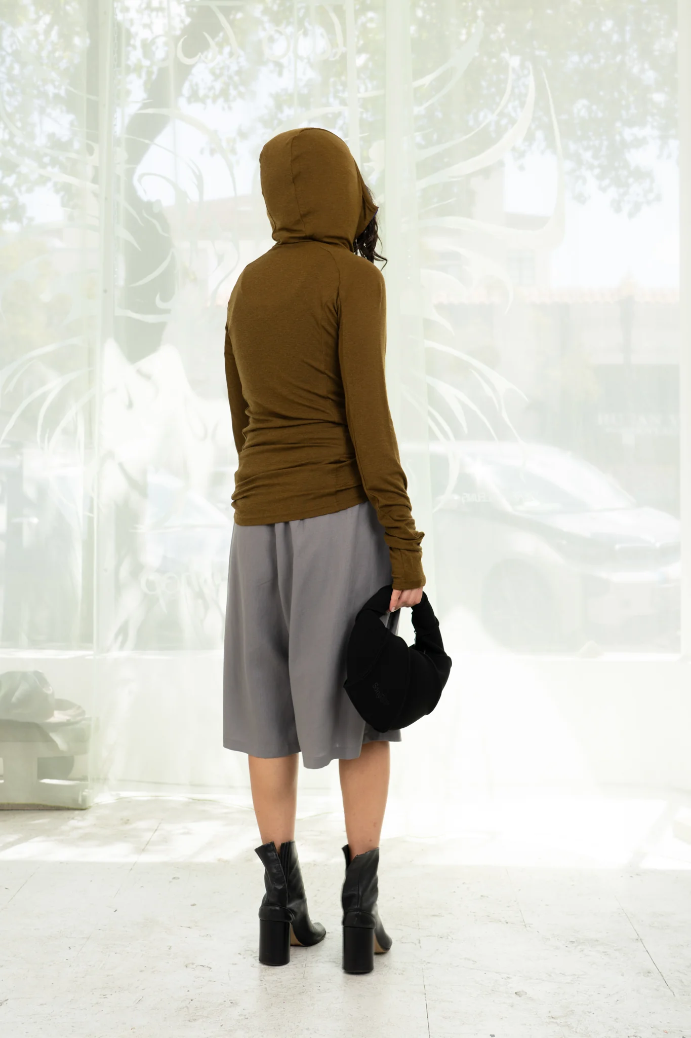 Merino Half Zip Hoodie L/S (Olive) - Image 4