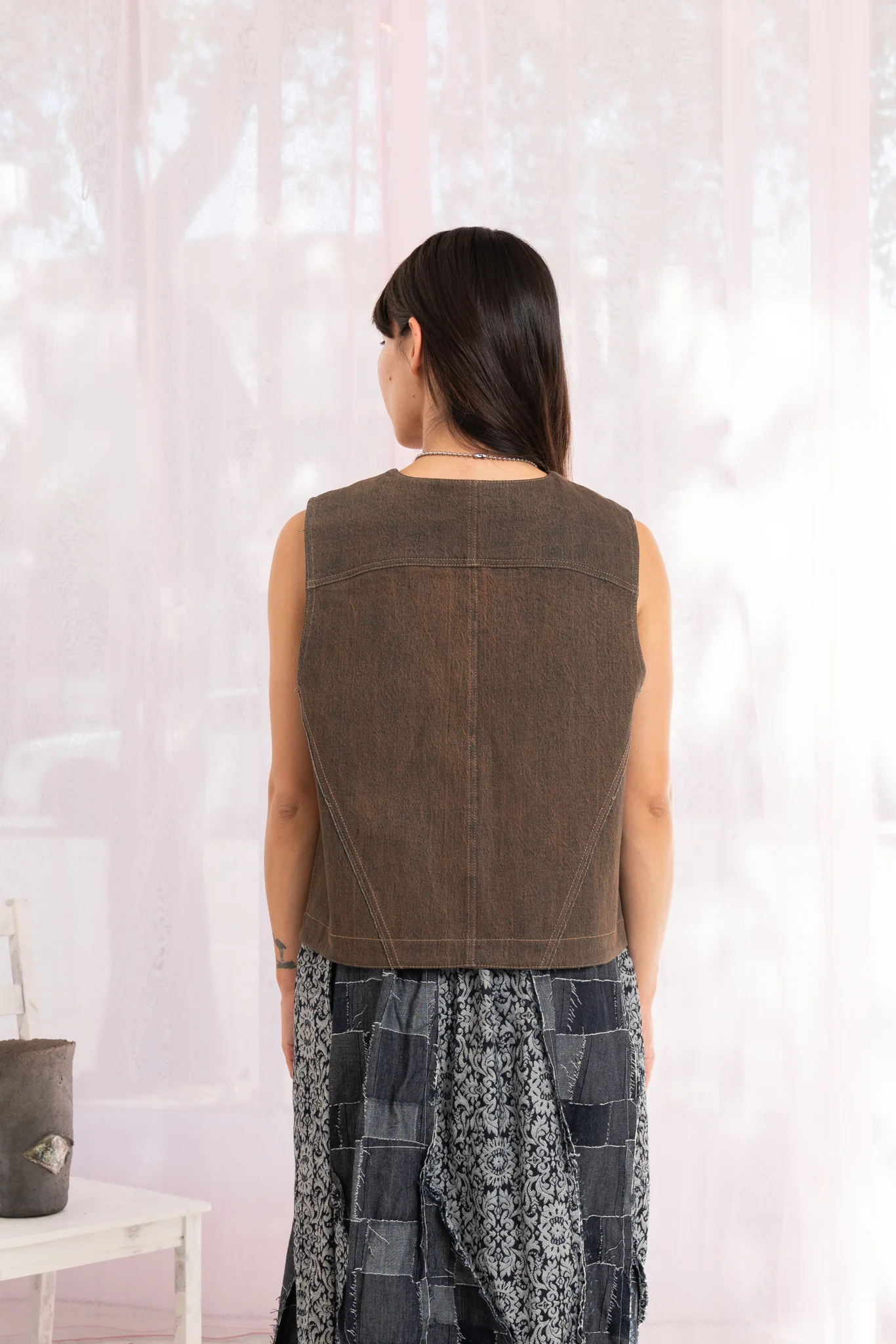 Cangaço Upcycled Denim Vest (Brown) - Image 5