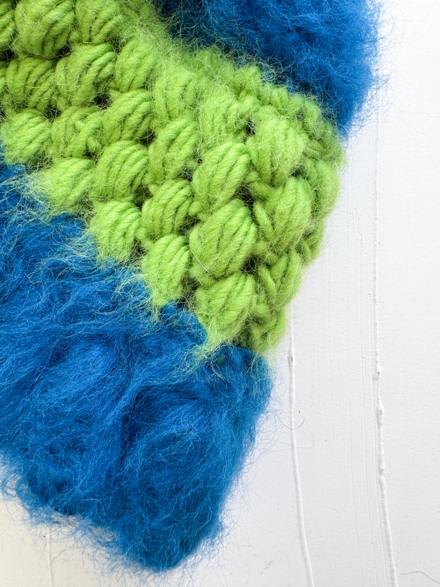 Wool Mohair Bucket Hat (Green/Blue) - Image 3