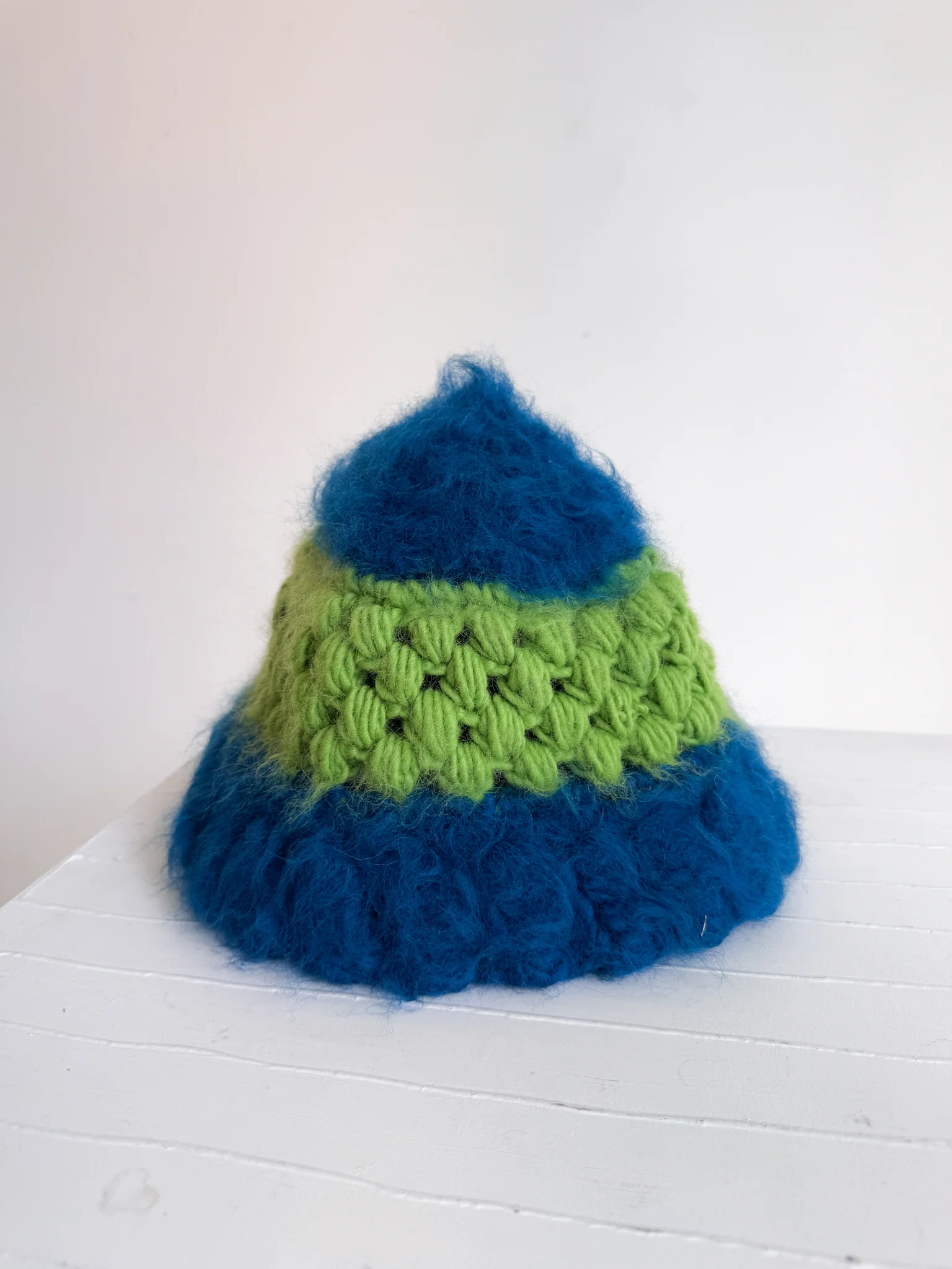 Wool Mohair Bucket Hat (Green/Blue) - Image 4